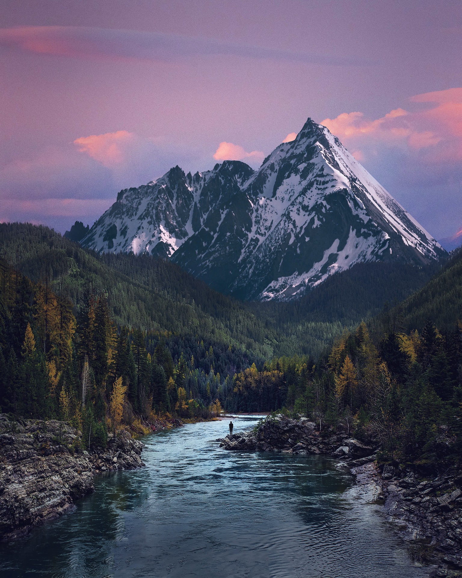 Mountain Valley Stream at Dusk